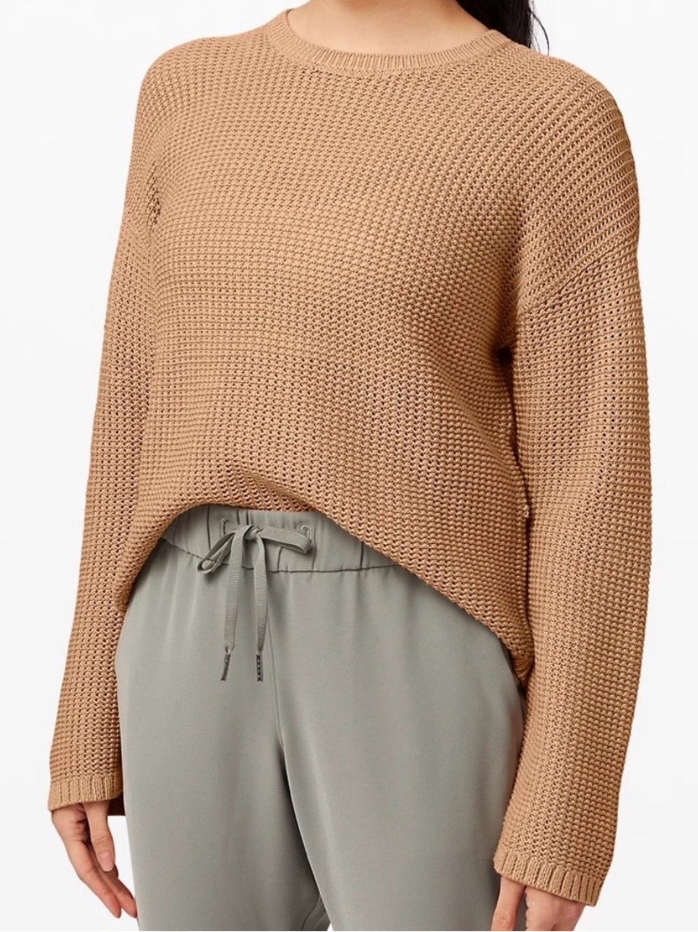 lululemon athletica Waffle-Knit Crewneck Sweater in Camel